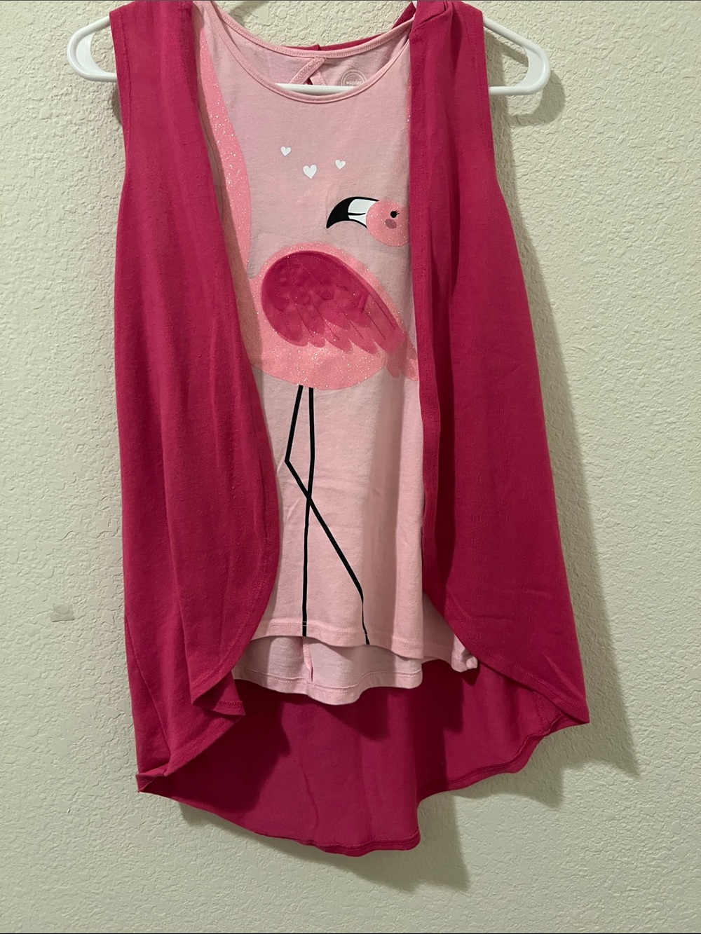 wonder nation Pink Flamingo Glitter Tank Top